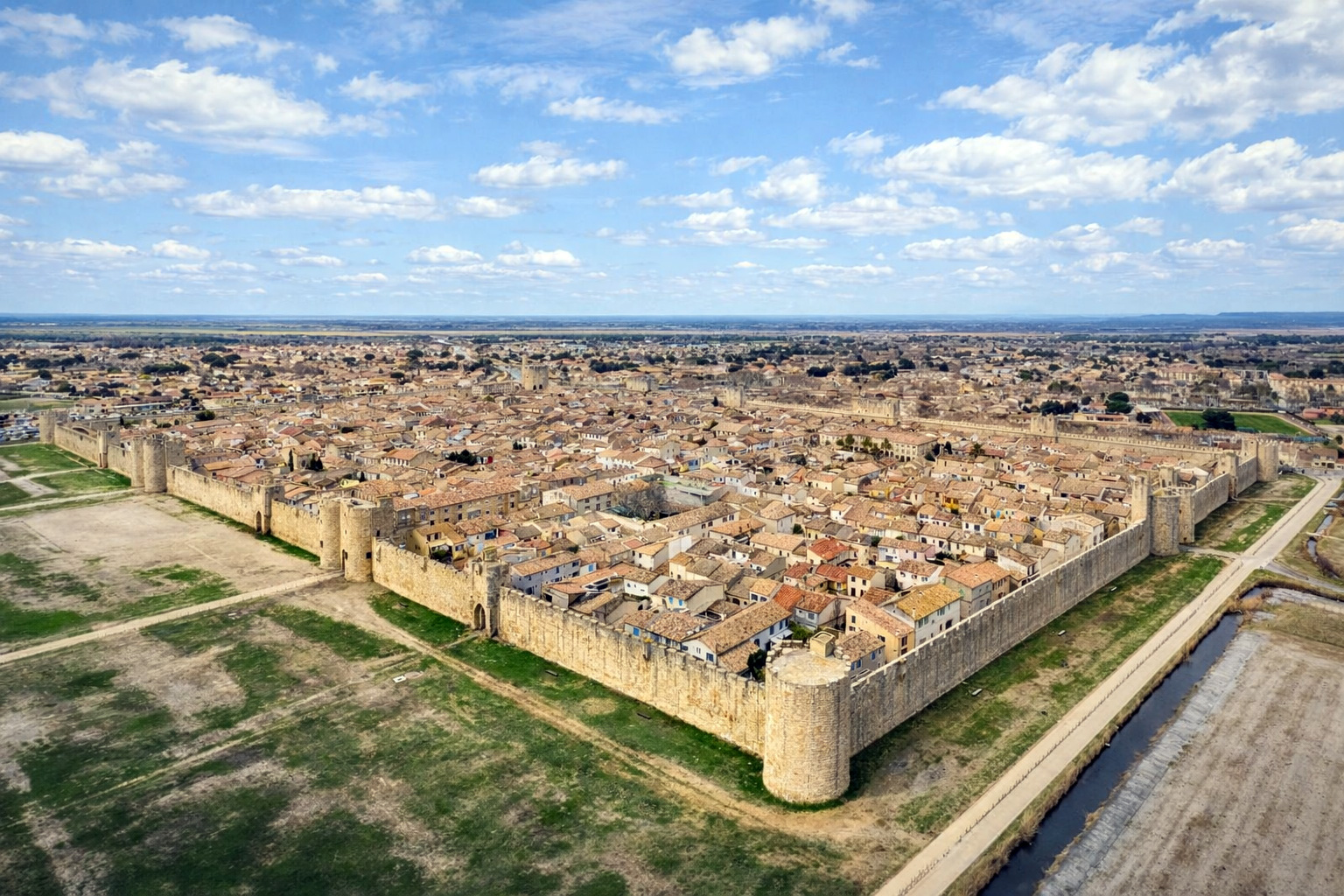 Luftaufnahme der Festungsstadt Aigues-Mortes