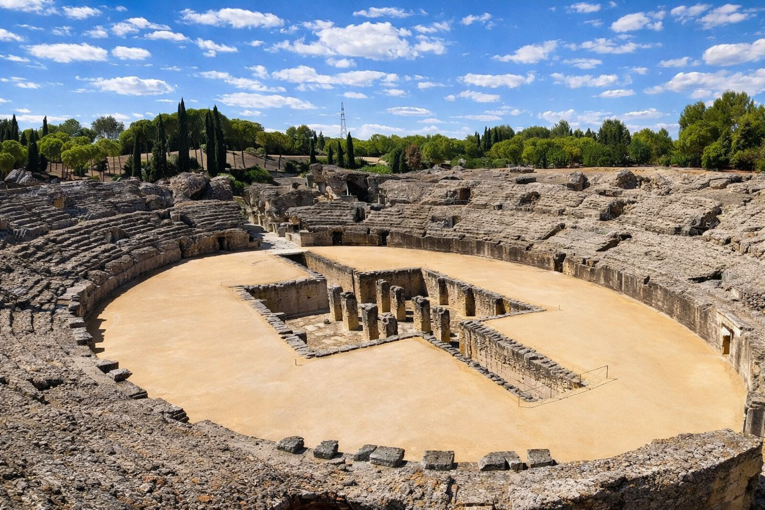 Amphitheater von Italica im Sonnenschein