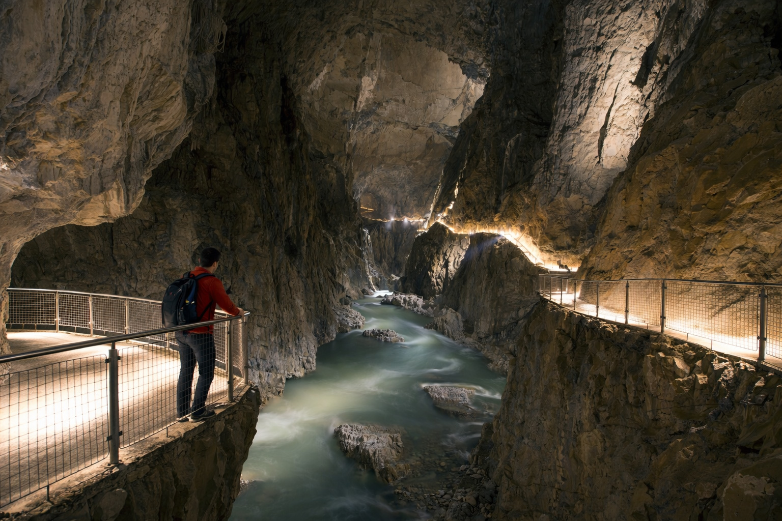 Panoramabild vom den Škocjan-Höhlen.