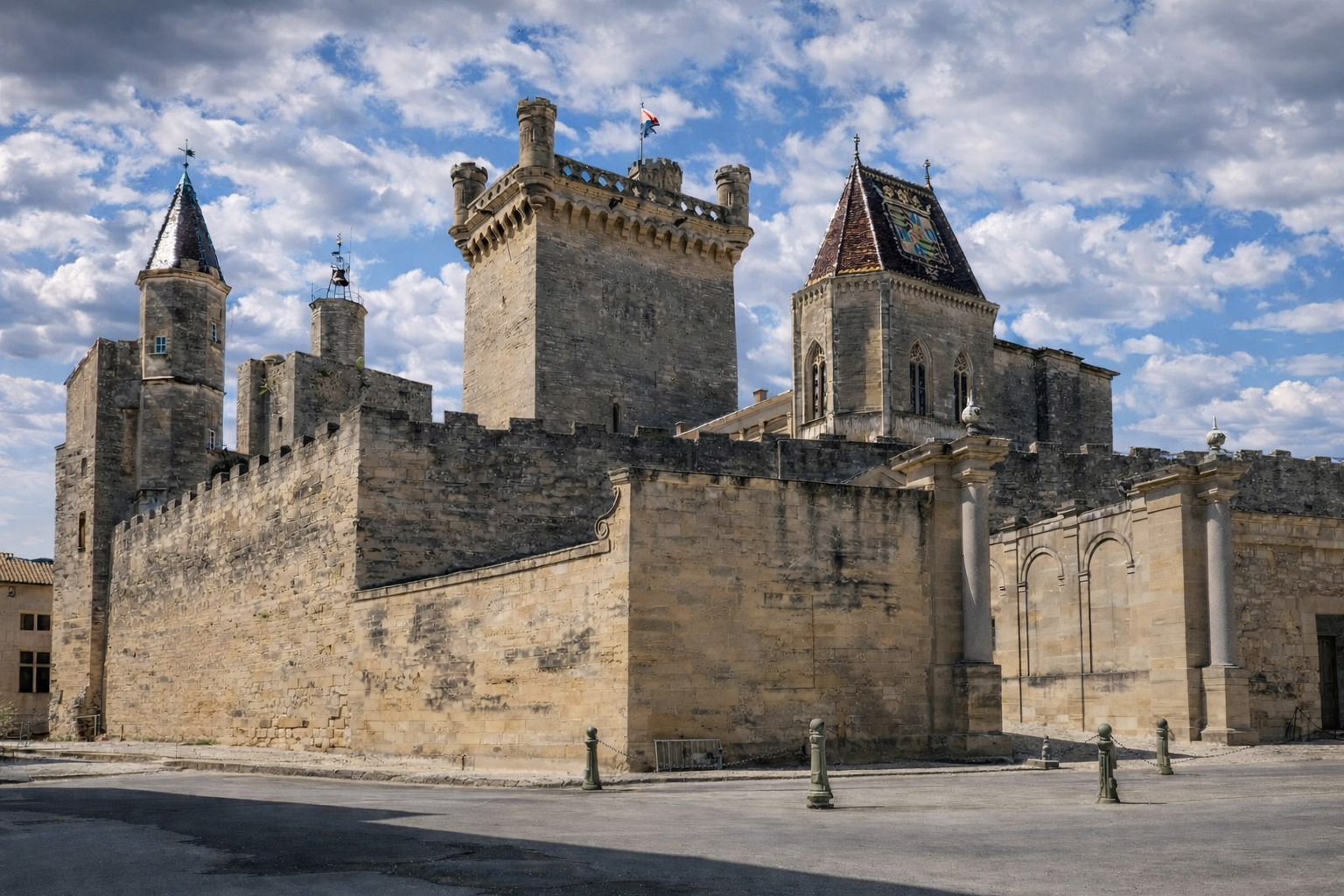 Festung in Uzès mit idyllischem Innenhof