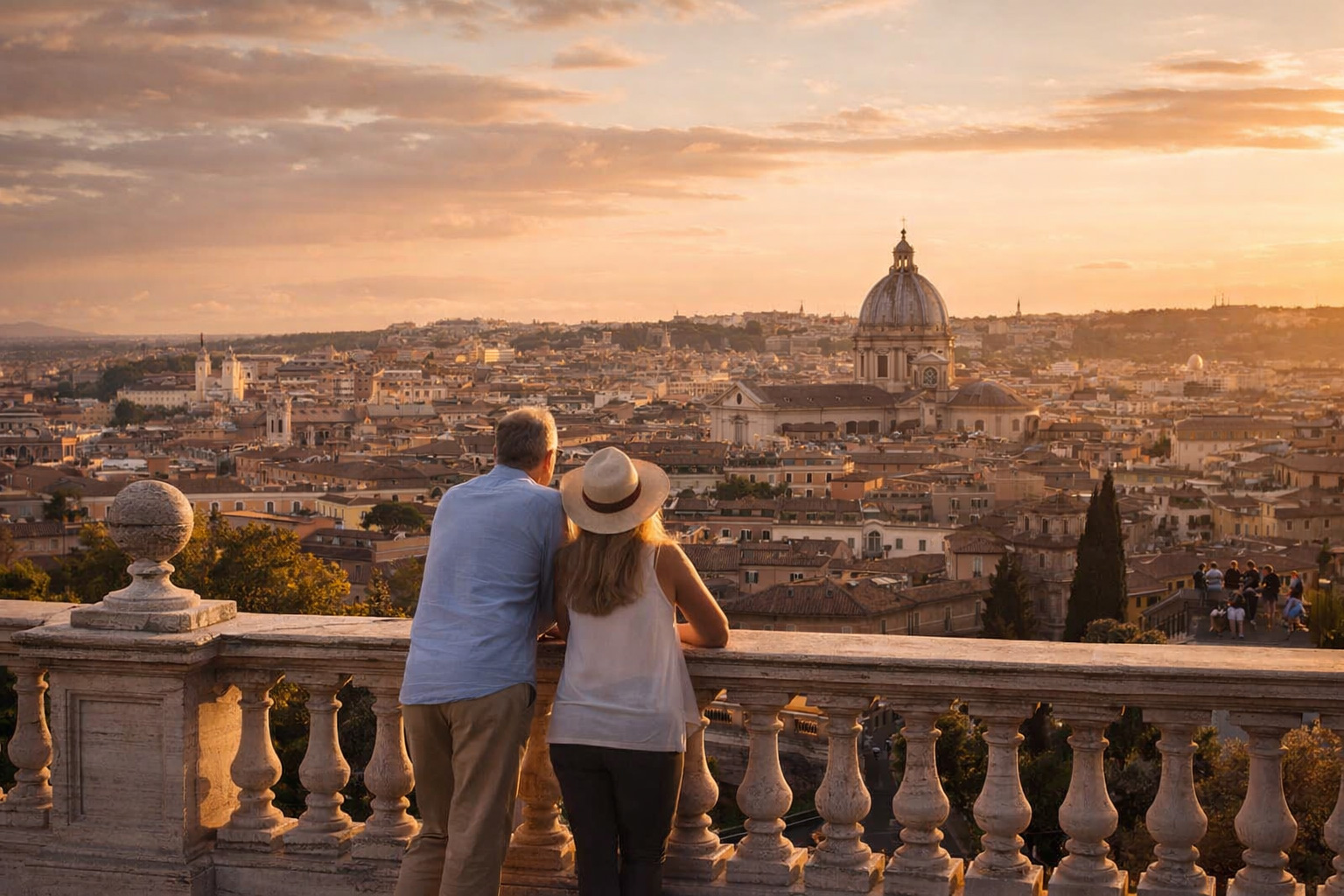 Romantischer Blick auf Rom bei Sonnenuntergang