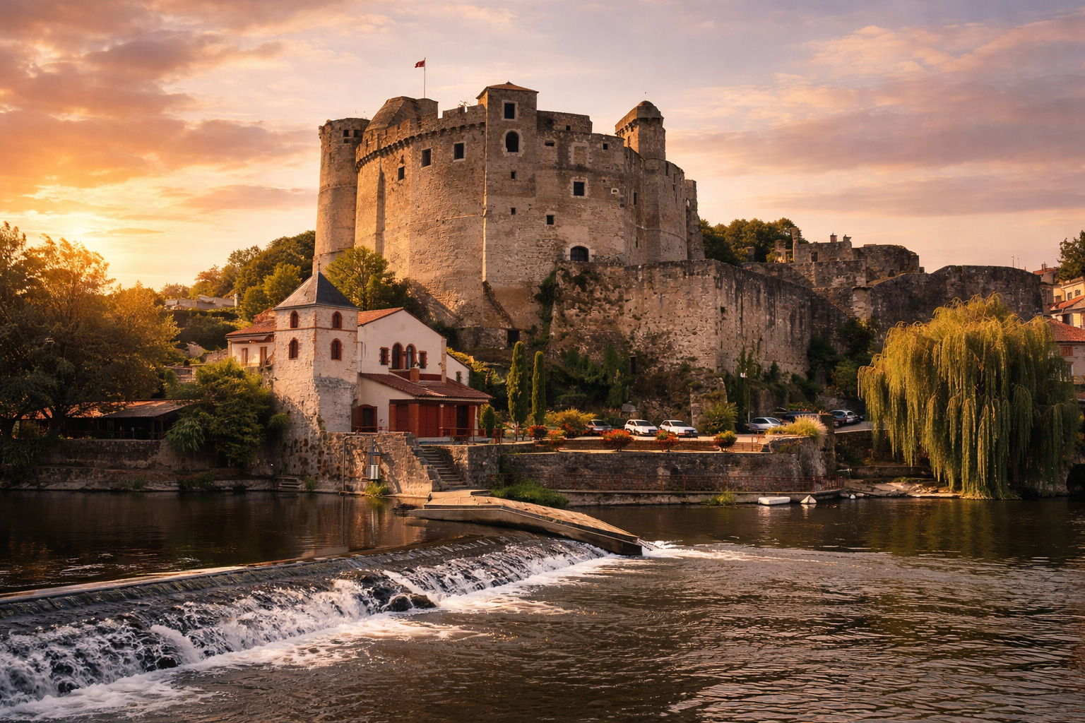 Château de Clisson in Nantes bei Sonnenuntergang