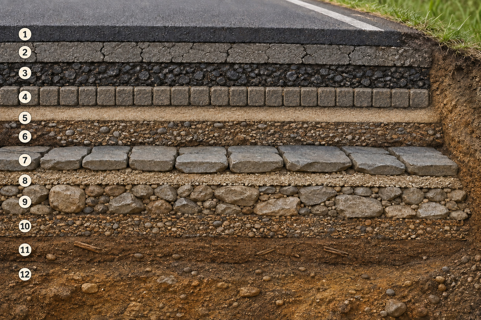 Straßenschichten aus allen Epochen