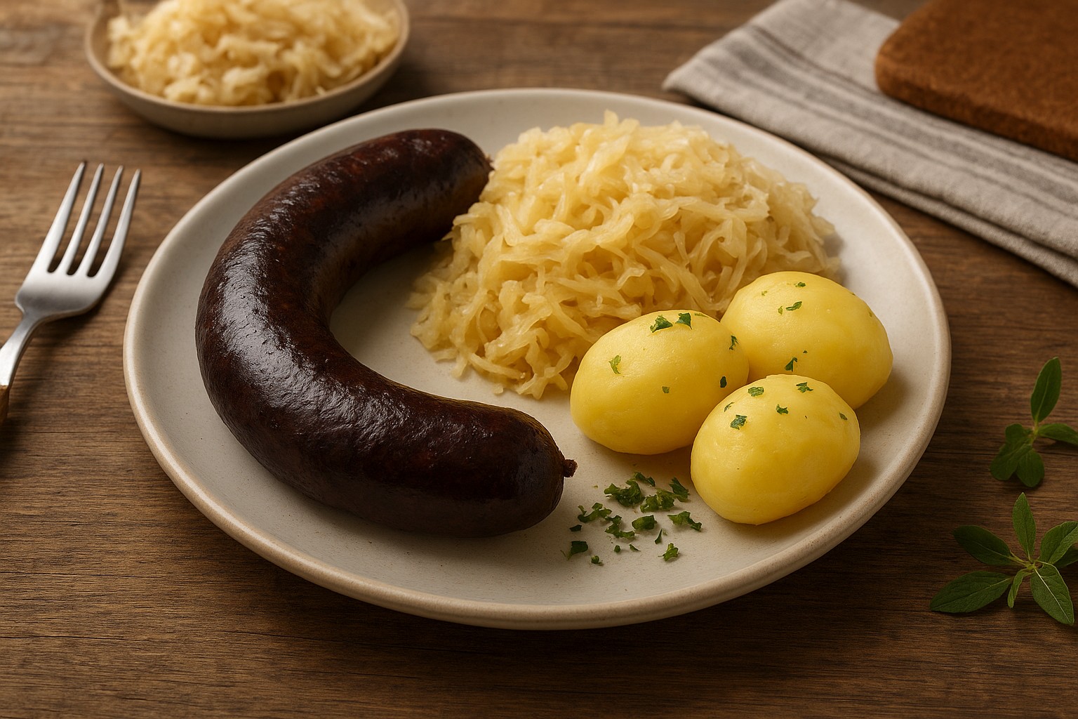 Cepelinai, das traditionelle Hauptgericht in Litauen. Gefüllte Kartoffelklöße, meist mit Specksoße serviert. 