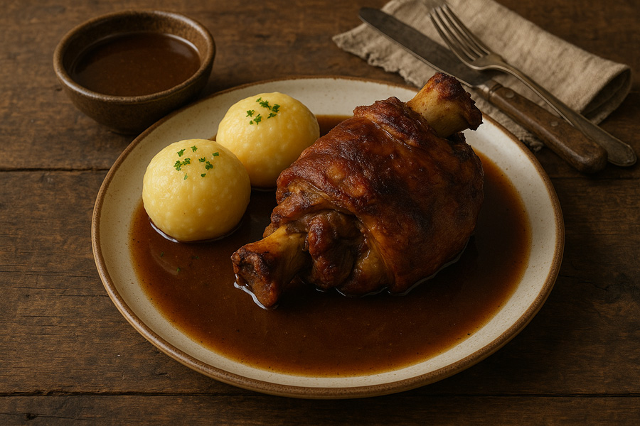 Schweinshaxe mit Knödel