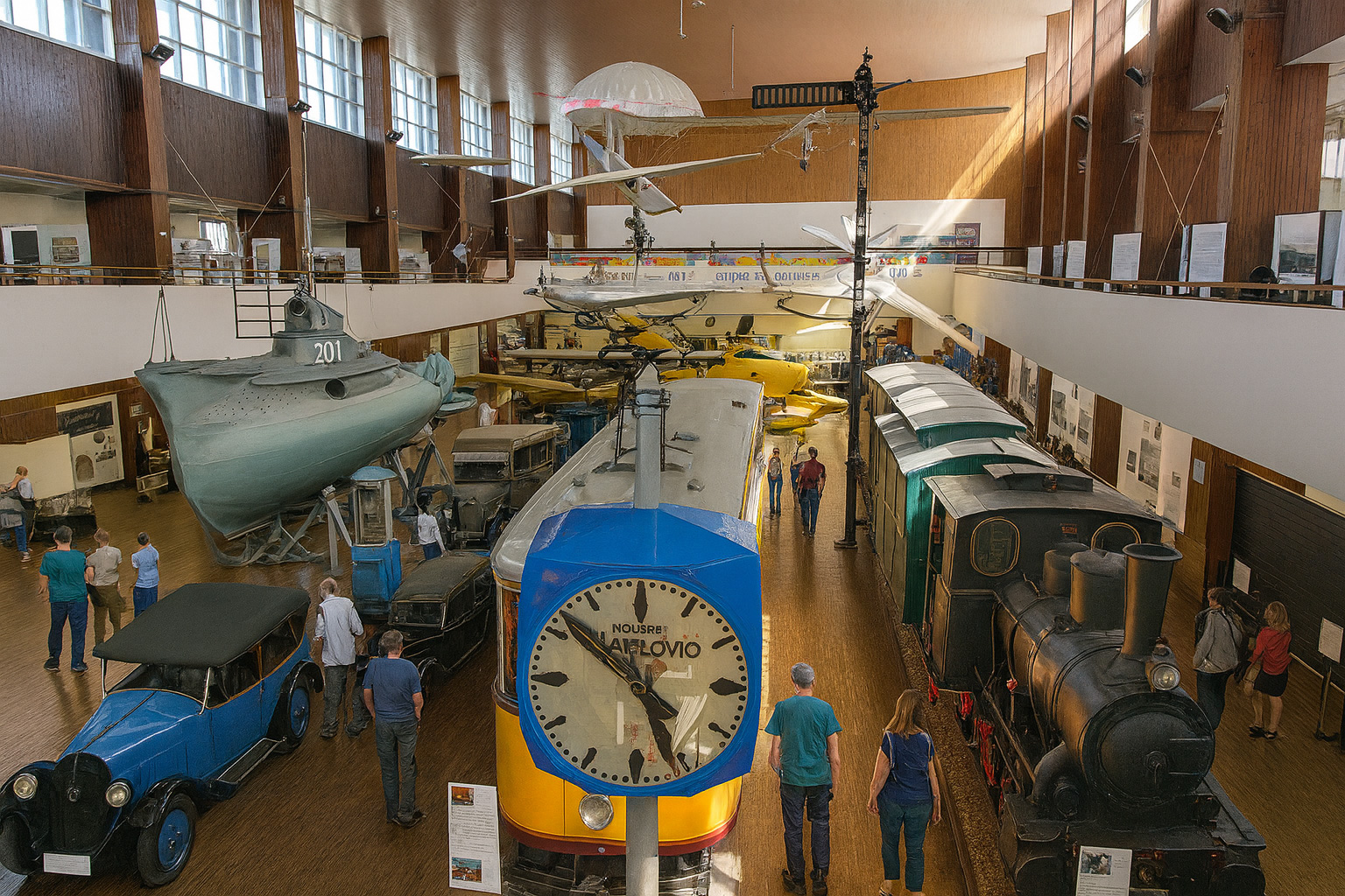 Innenansicht der Haupthalle vom Technischen Museum Nikola Tesla in Zagreb