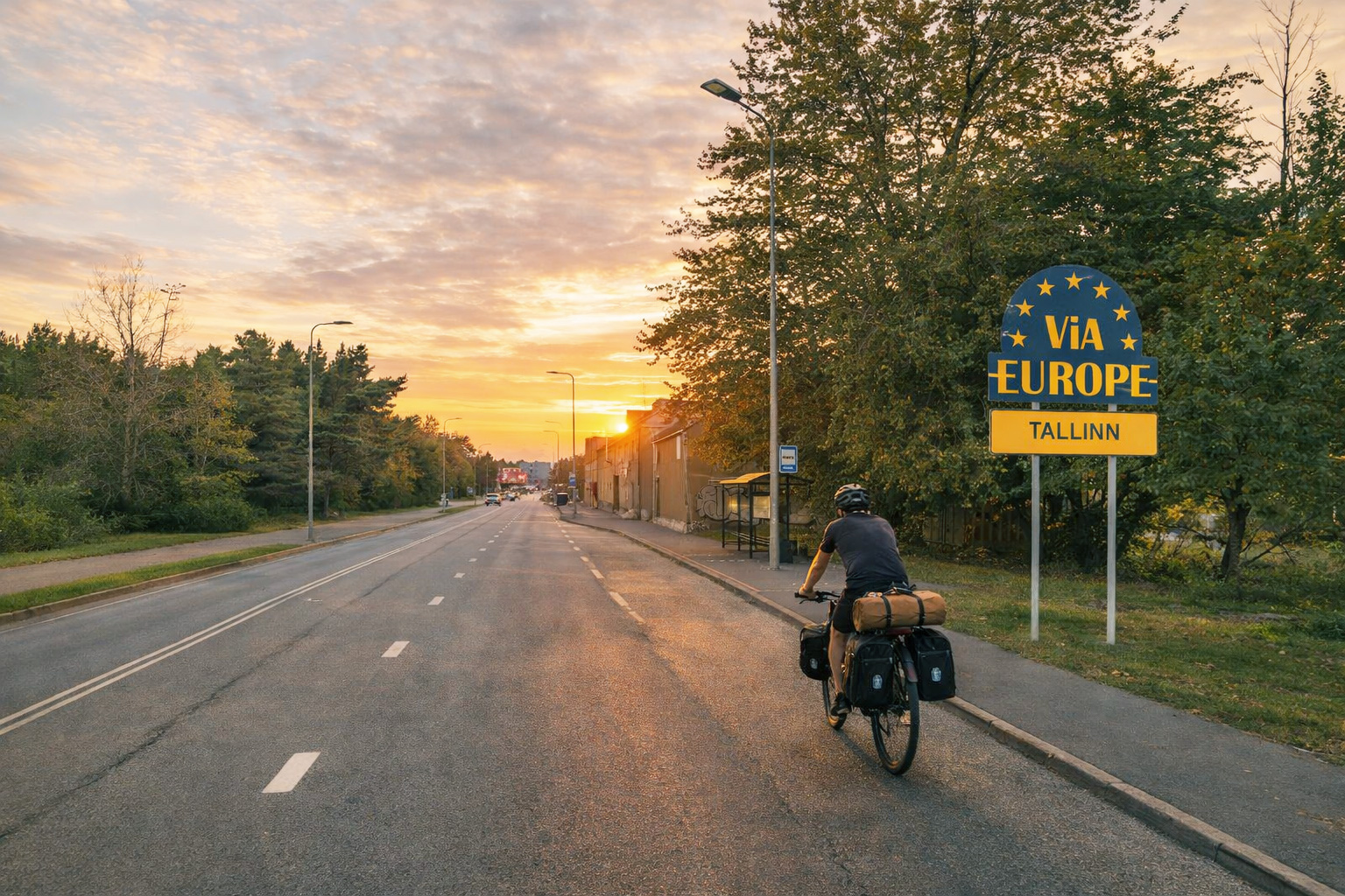 Der Ortseingang zu Tallinn bei Sonnenuntergang