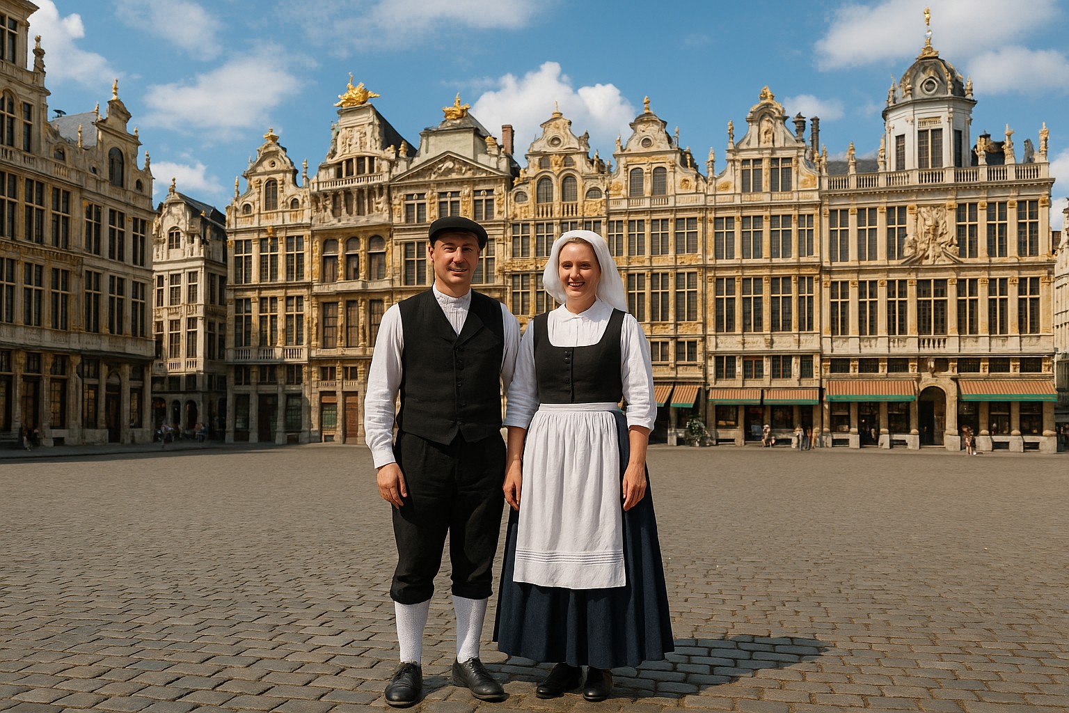 Mann und Frau in traditioneller Volkstracht aus Belgien