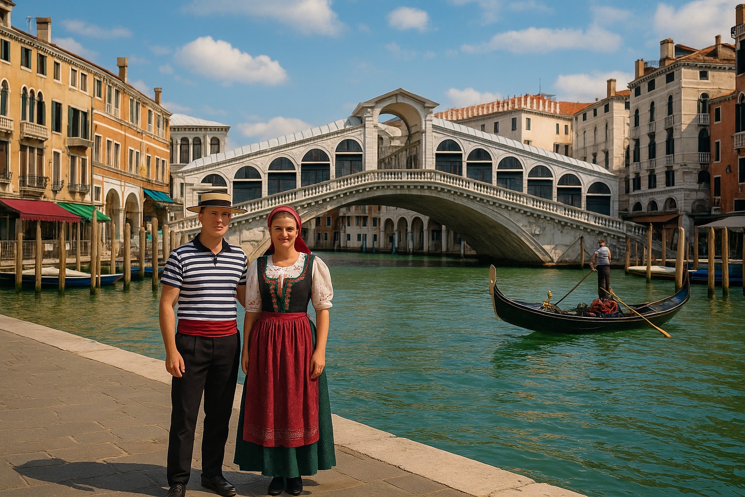 Mann und Frau in traditioneller Volkstracht aus Italien