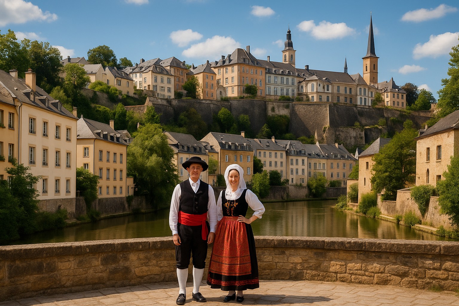 Mann und Frau in traditioneller Volkstracht aus Luxemburg