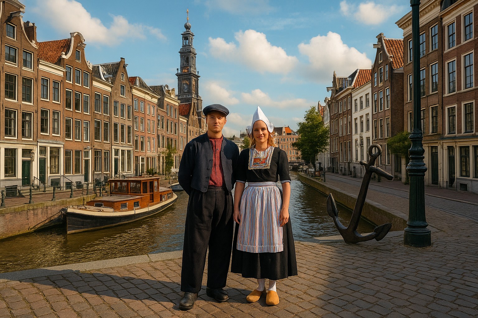 Mann und Frau in traditioneller Volkstracht aus den Niederlanden