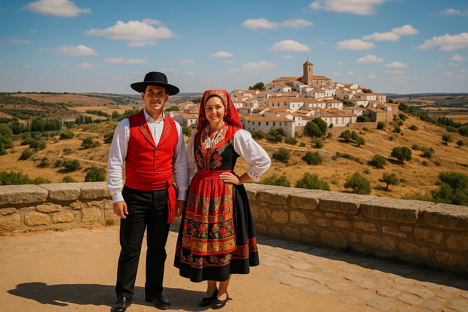 Mann und Frau in traditioneller Volkstracht aus Portugal