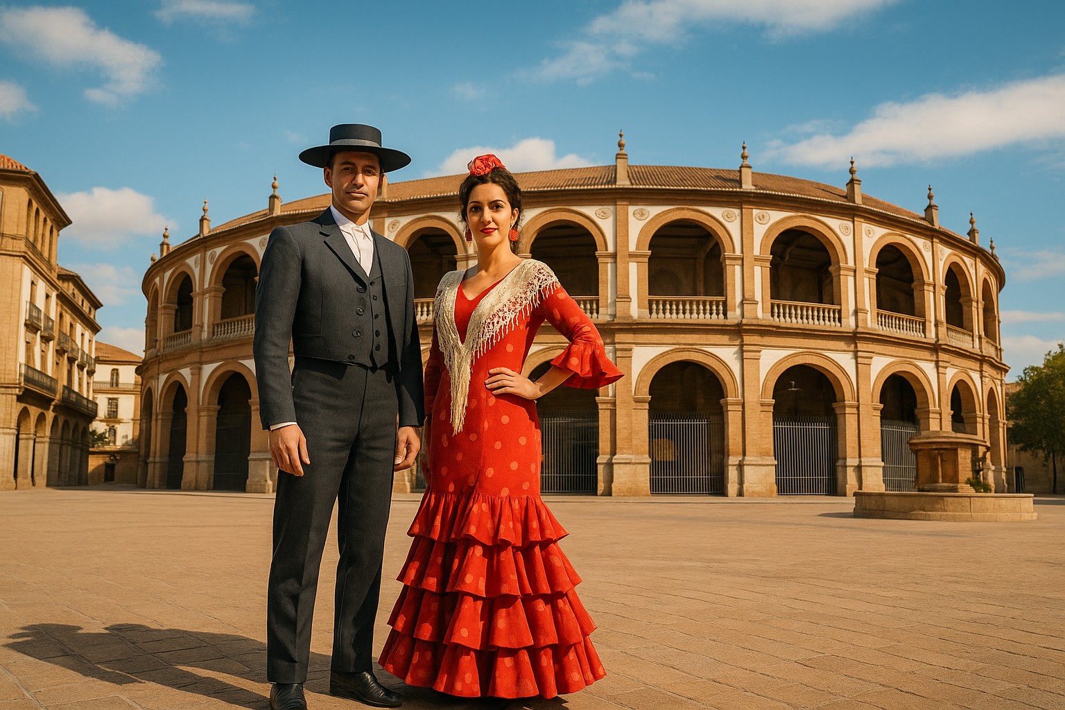 Mann und Frau in traditioneller Volkstracht aus Spanien